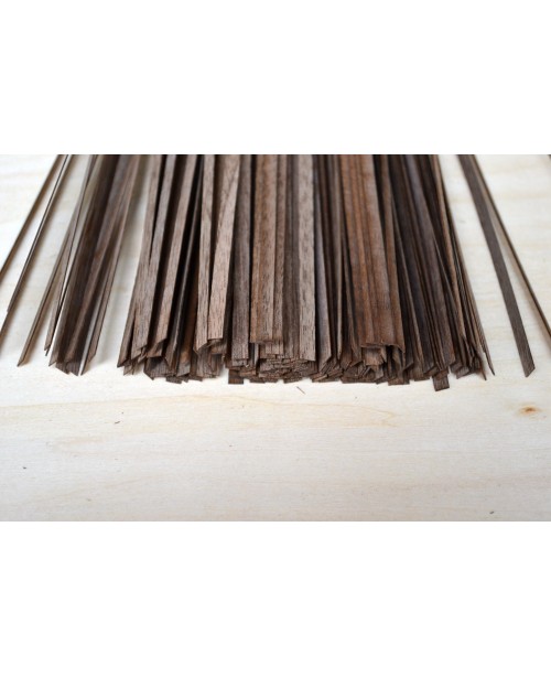Black Walnut Wood Strips 0.4mm Thick 50 Pieces
